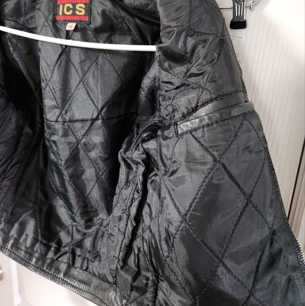 Vintage ICS Motorcycle Leather Jacket Sz.16..see Measurements - Picture 9 of 14